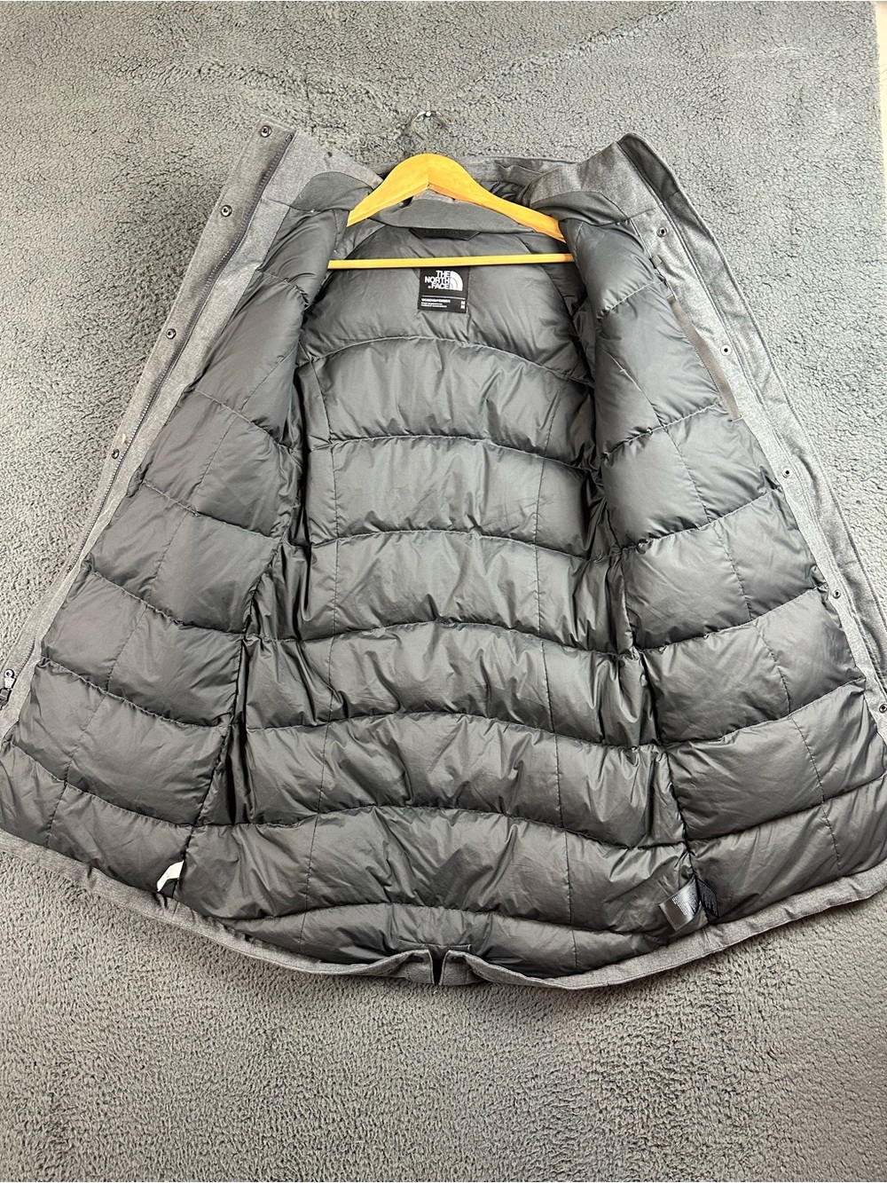 The North Face Arctic Down Parka Grey Heathered Hooded Puffer Jacket NF00CC13 M - Picture 3 of 8